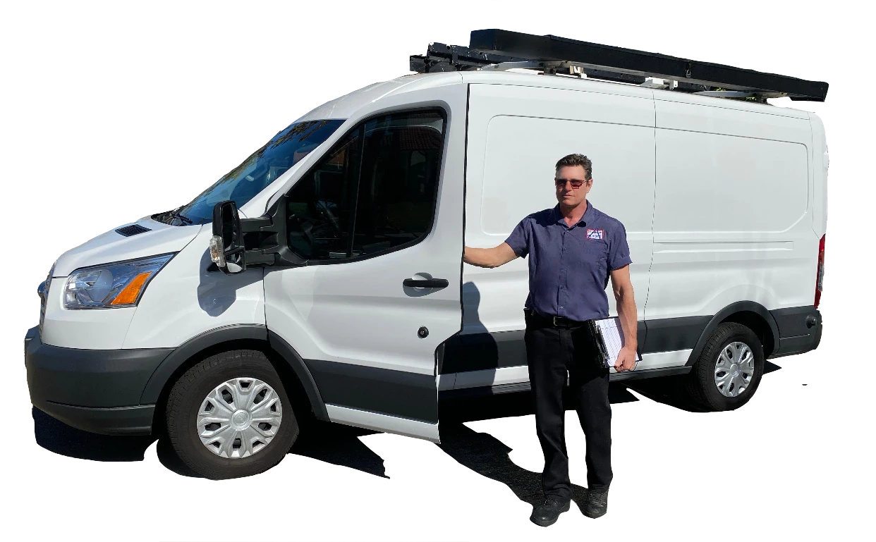 David Mulhearn with his newer Mulhearn Plumbing service van